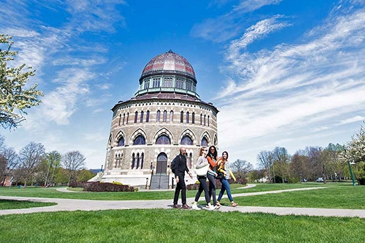 Students walking past the Nott
