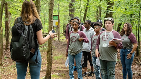 STEP students participate in an environmental science day, led by Maeve Daby '23, at Kelly Adirondack Center.