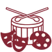 Drums, theater masks and art palette
