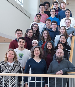 Profs. Anderson, Carroll and Bruno with 2020 Aerogel Team