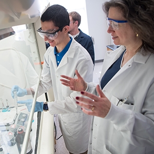 Prof. Mary Carroll '86 in the Aerogel Lab