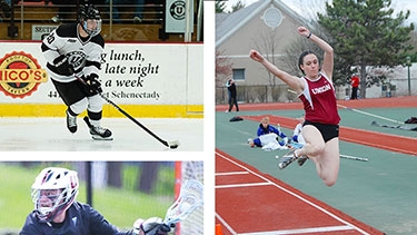 A collage of Union students engaged in various athletic activities