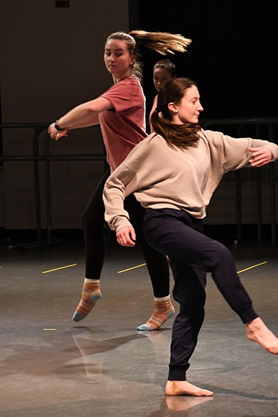 Students practicing for the Winter Dance Concert