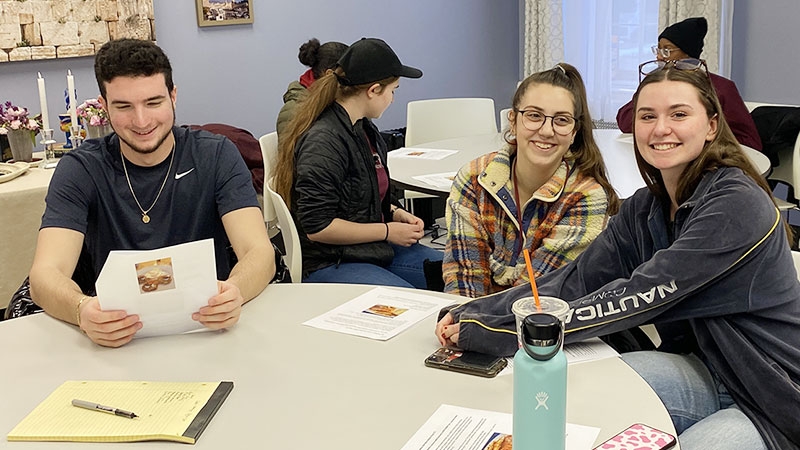 Hillel students at a table