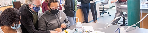 Students in a biology lab
