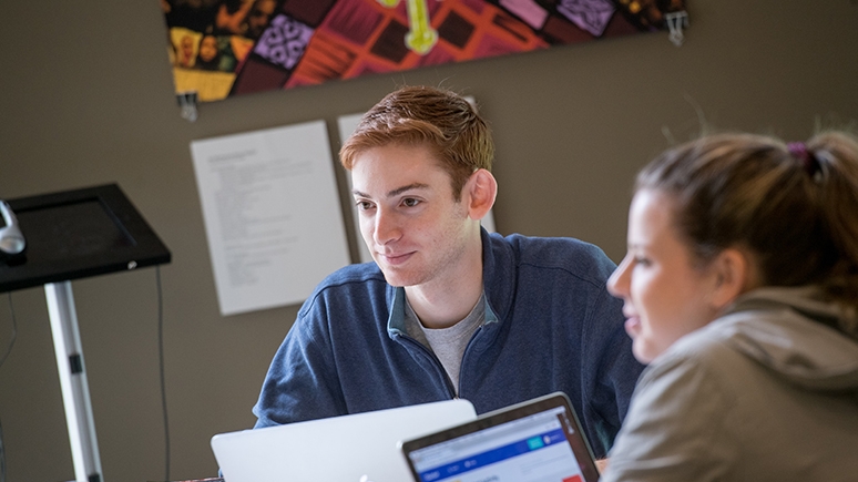 Students studying in Schaffer Library