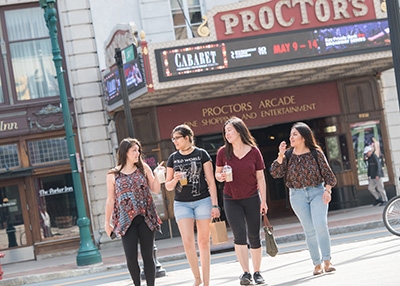 Students on a downtown stroll