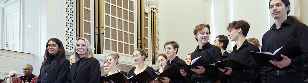 Union College choir performing in Memorial Chapel