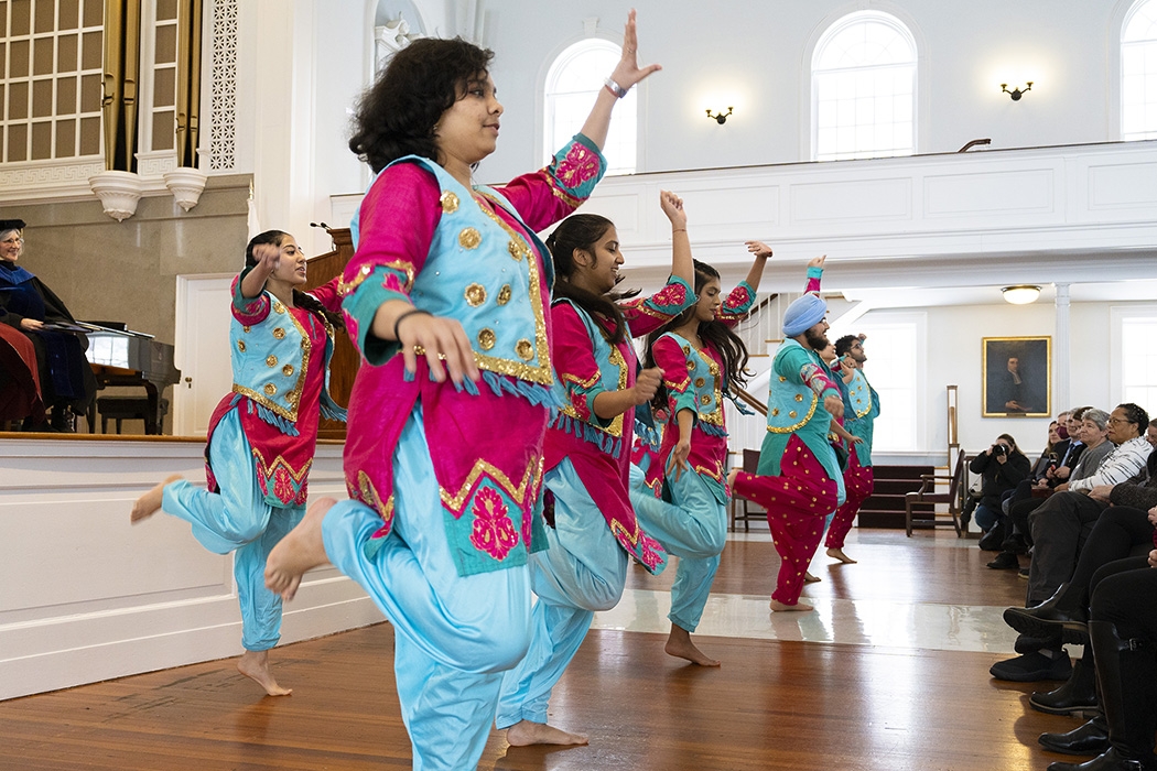 A dance performance by Bhangra Union held in Memorial Chapel as part of the Founders Day ceremony.
