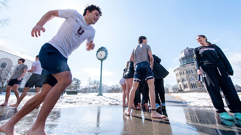 A student getting ready for a Dutch Dip