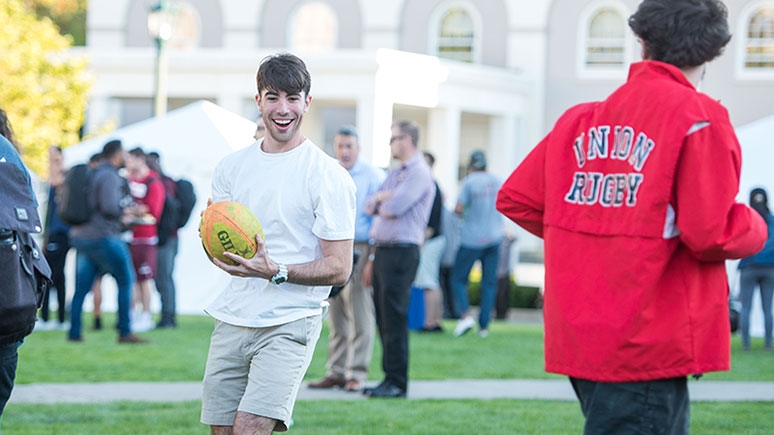 Union students playing Rugby.