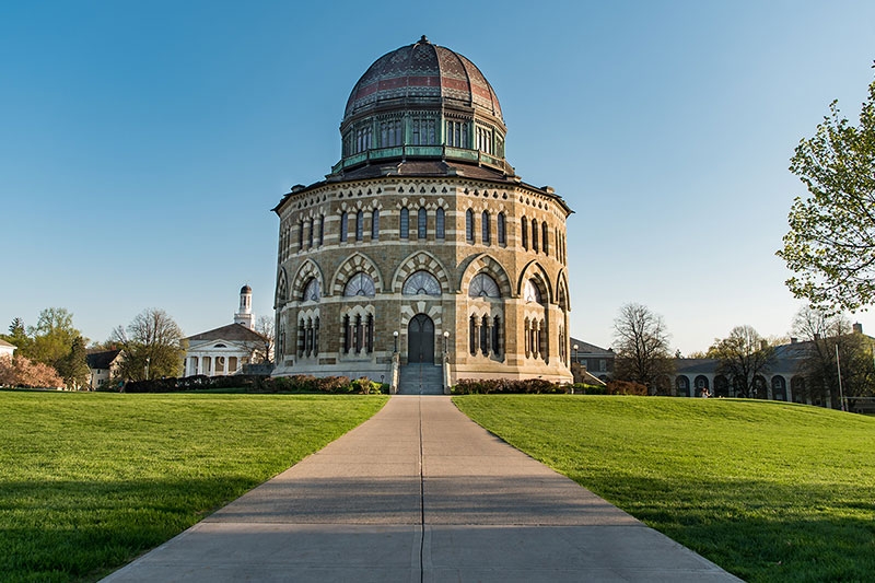 An exterior view of the Nott Memorial 