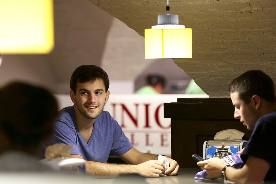 Students eating the subterranean Rathskeller.