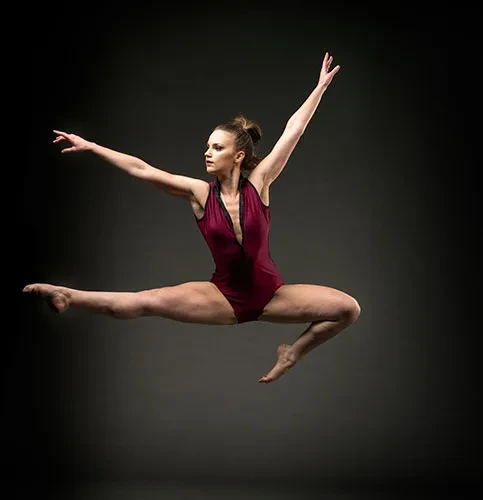 A member of Dayton Contemporary Dance leaps into the air