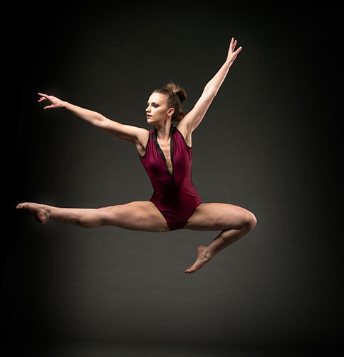 A member of Dayton Contemporary Dance leaps into the air