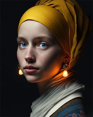 AI version of Girl with a Pearl painting.