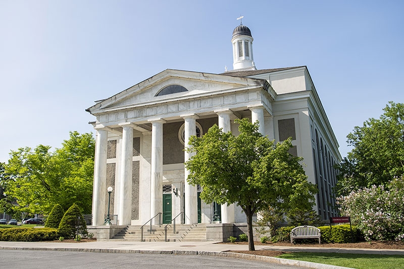 An exterior view of Memorial Chapel