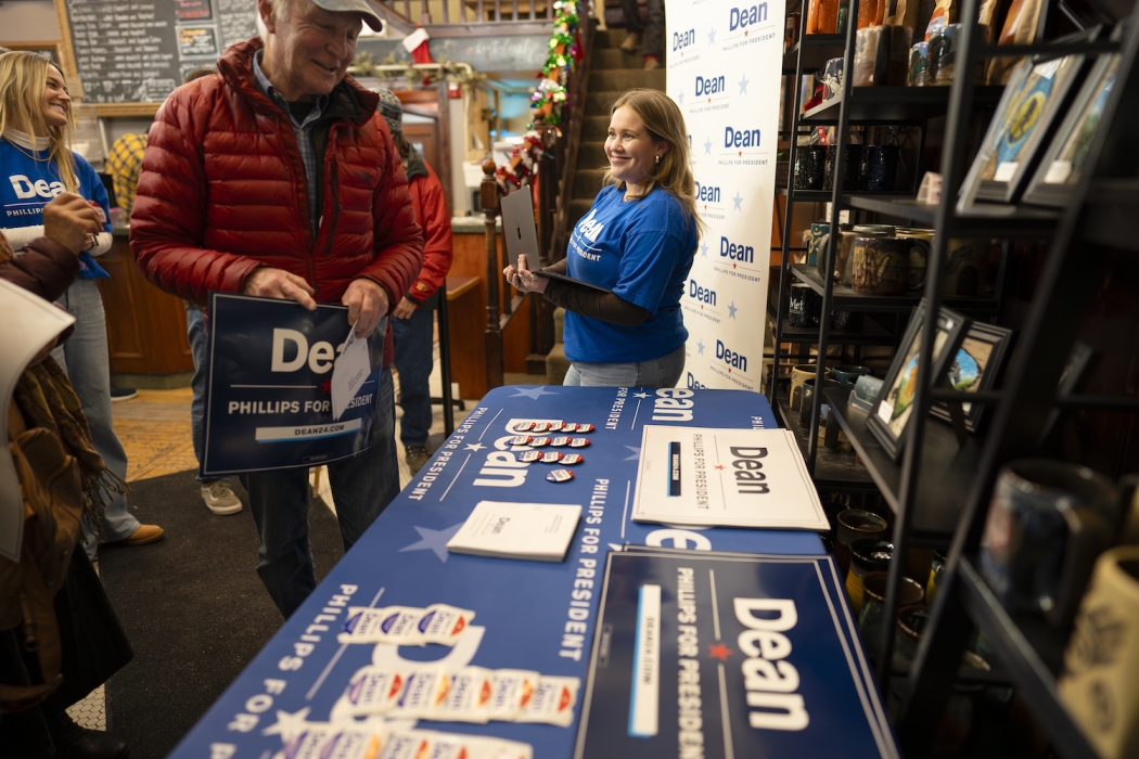 Andrew Jones ’25, Brooke Fleming ’24 and Caitlin LeSage ‘25 worked on the Dean Phillips campaign