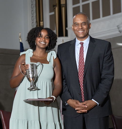 Abshir received the Frank Bailey (1885) Prize. It is awarded annually to the senior who has rendered the greatest service to the College in any field. It is considered the most prestigious student prize at Union.