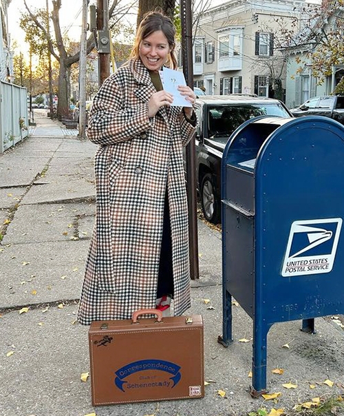 Charlie Jones about to mail a letter