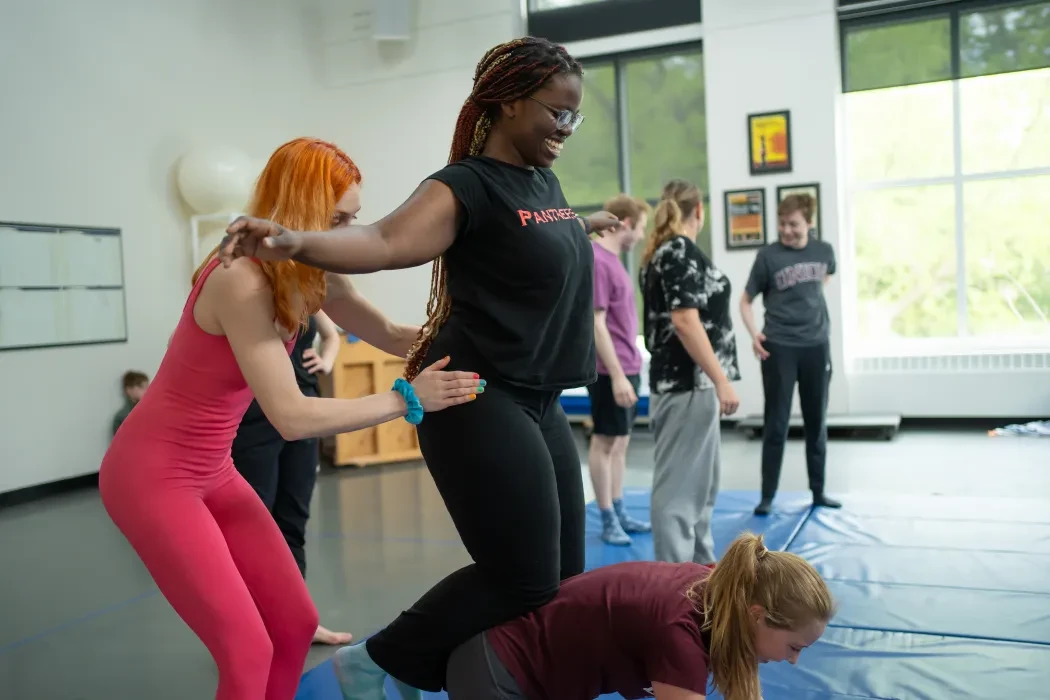 Students take part in circus arts.