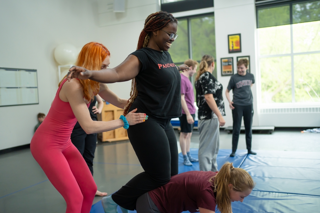 Students take part in circus arts.