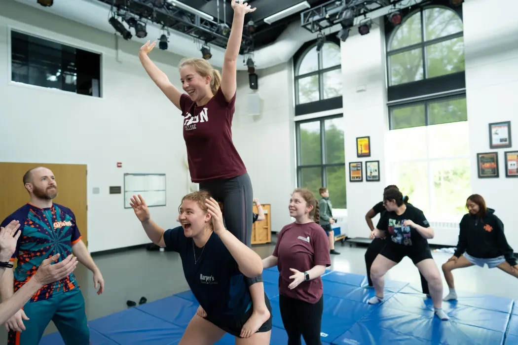 A circus arts class in action
