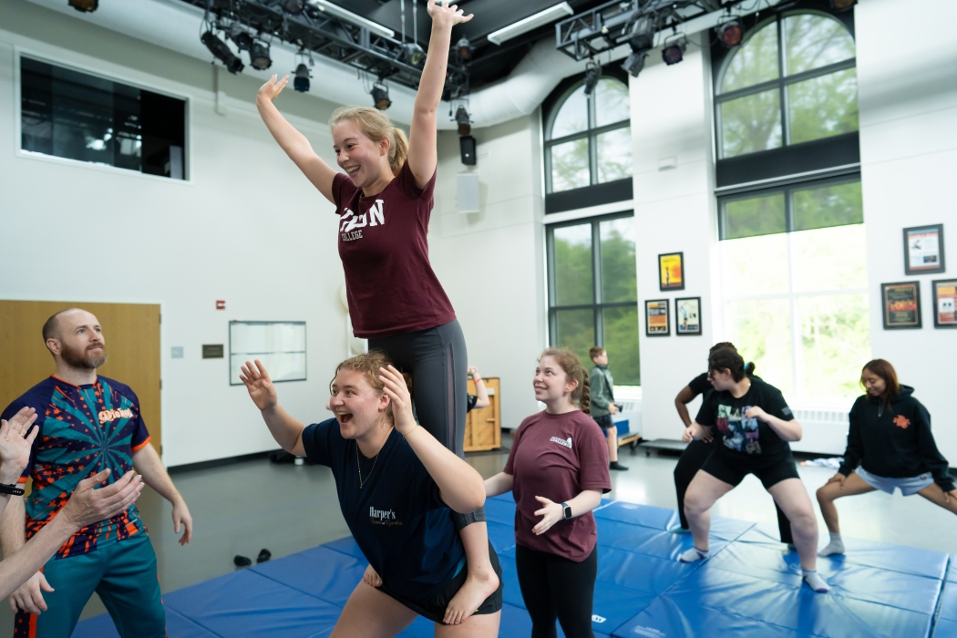 A circus arts class in action
