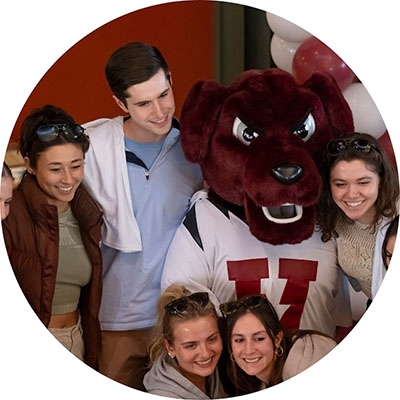 Seniors with Charger the Union mascot