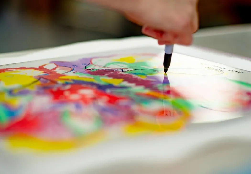 Close up of print making work of art