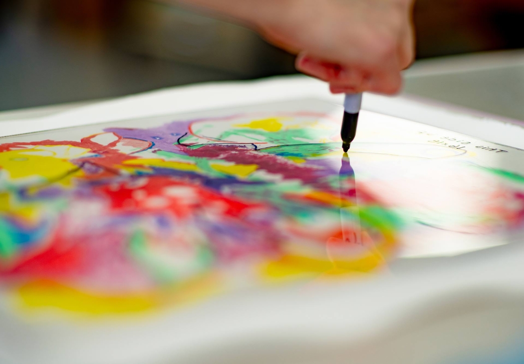Close up of print making work of art