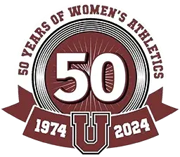 An image celebrating Women's Athletics 50 Years at Union