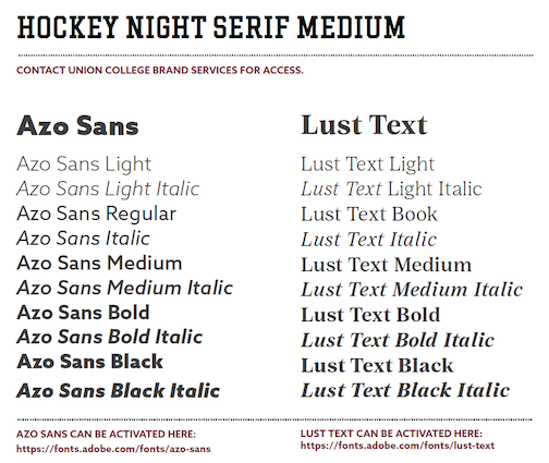 Union College fonts