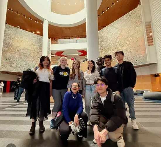 Standing, from left, are&nbsp;Anh Nguyen, Cate Hicks, Nada Aloussi, Alissa Tsay, Eastwood Yeboah, Miraj Parekh and Vin Pham. Kneeling, from left, are Ashlesha Bhagat and Ha Truong.  