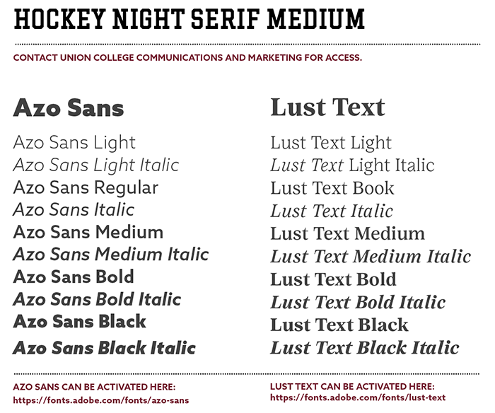 Union College fonts