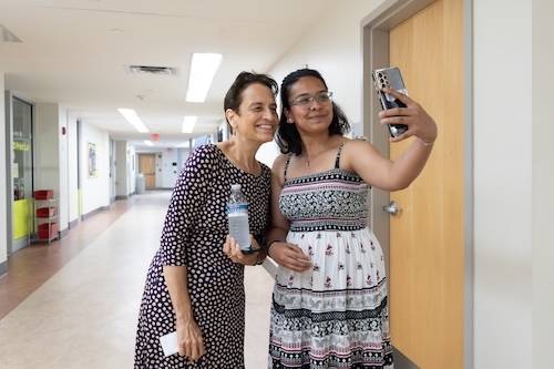 Elizabeth Kiss officially began her tenure as Union’s 20th president Tuesday, walking the College’s historic campus, meeting with students and faculty working on summer research, and greeting staff and visitors in the Reamer Campus Center.