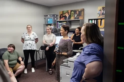Elizabeth Kiss officially began her tenure as Union’s 20th president Tuesday, walking the College’s historic campus, meeting with students and faculty working on summer research, and greeting staff and visitors in the Reamer Campus Center.
