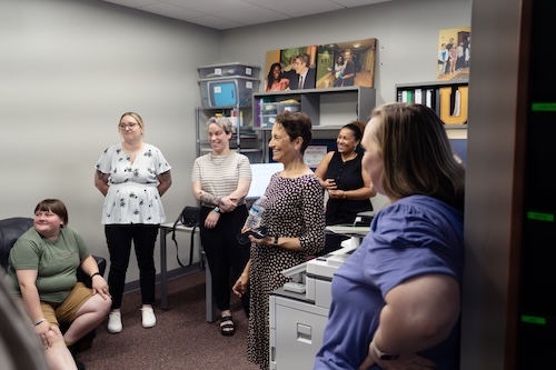 Elizabeth Kiss officially began her tenure as Union’s 20th president Tuesday, walking the College’s historic campus, meeting with students and faculty working on summer research, and greeting staff and visitors in the Reamer Campus Center.