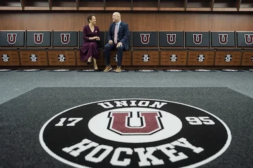 Just over a year ago, ground was broken on an all-purpose arena that would serve as the new home of the Division I men’s and women’s hockey programs. A mere 13 months later, the M&T Bank Center at Mohawk Harbor was officially unveiled during a ribbon-cutting ceremony and tours Thursday morning. A gathering of state, county and local officials and dignitaries, including New York Gov. Kathy Hochul and Union President Elizabeth Kiss, celebrated the milestone.