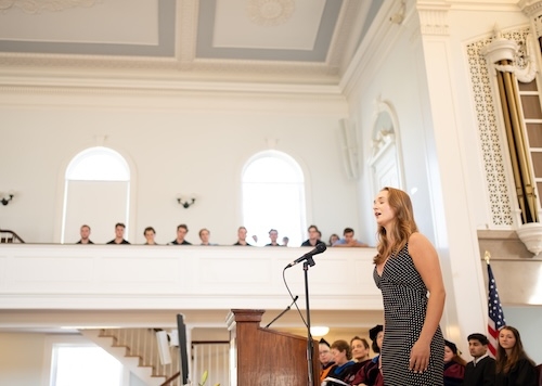President Elizabeth Kiss presided over her first Convocation ceremony as the College formally kicked off its 231st academic year Tuesday afternoon in Memorial Chapel. Kiss, who assumed the presidency July 1, officially welcomed the approximately 470 members of the Class of 2029. Selected from more than 9,500 applicants, the students hail from 29 states and 25 countries. The class includes 23 percent first-generation students. “I am happy and honored to be a first-year alongside all of you,” Kiss told the ne