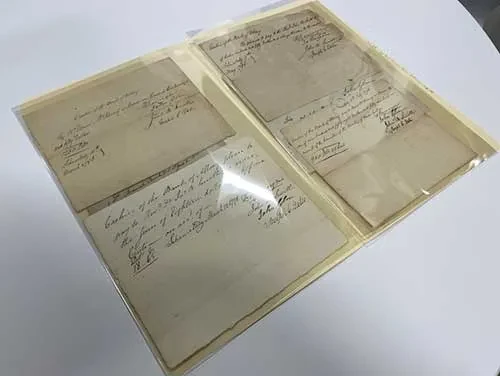 A faded voucher from March 1798 for $18.65, which denotes the weekly paycheck for Union’s first president, John Blair Smith, is among documents recently restored.