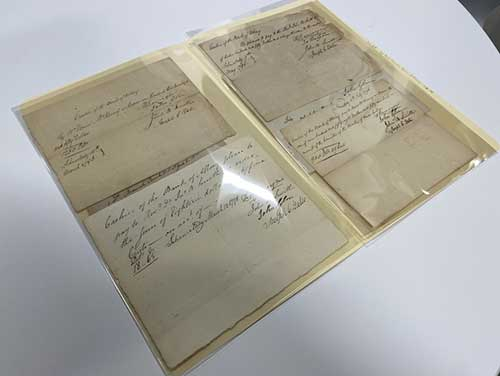 A faded voucher from March 1798 for $18.65, which denotes the weekly paycheck for Union’s first president, John Blair Smith, is among documents recently restored.