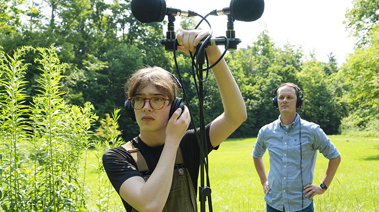 A student conducting sonic research