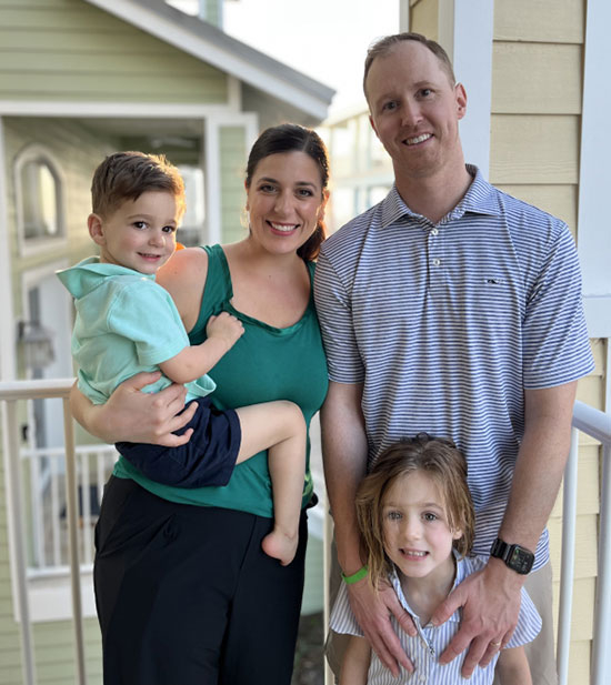 David Jadin with wife, Kristen, and their kids, Callie (5) and Dominic (3).