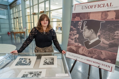 Shortly after he arrived at Union in 1938 as an exile from Japanese-occupied China, student Shui Kong Yuen taught himself photography. Carrying a Rollei Rolleiflex camera, he crisscrossed campus over the next four years and beyond to document everything from athletic contests and dances to architecture and fraternity life. Yuen ’42 became Union’s unofficial photographer, amassing an impressive collection of photos both in quality and quantity. His photos offered such an extraordinary snapshot in time of cam