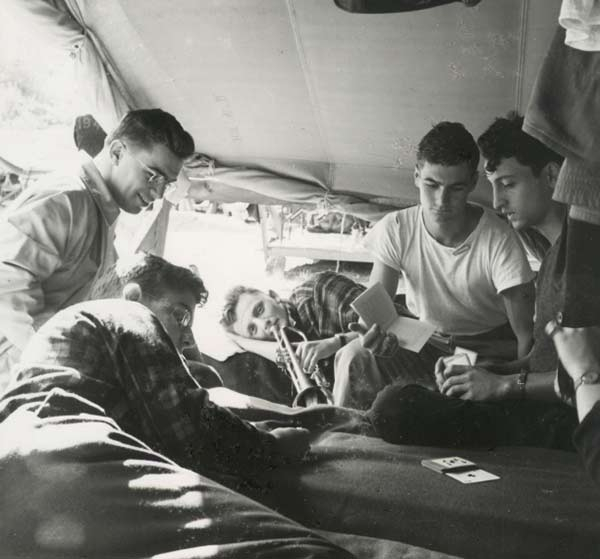 An image featured in the exhibit, titled "Freshman camp, 1941."