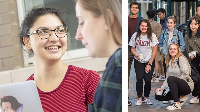 A student looking to the right