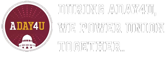 Text of this image is as follows:  During ADAY4U, we power Union together.