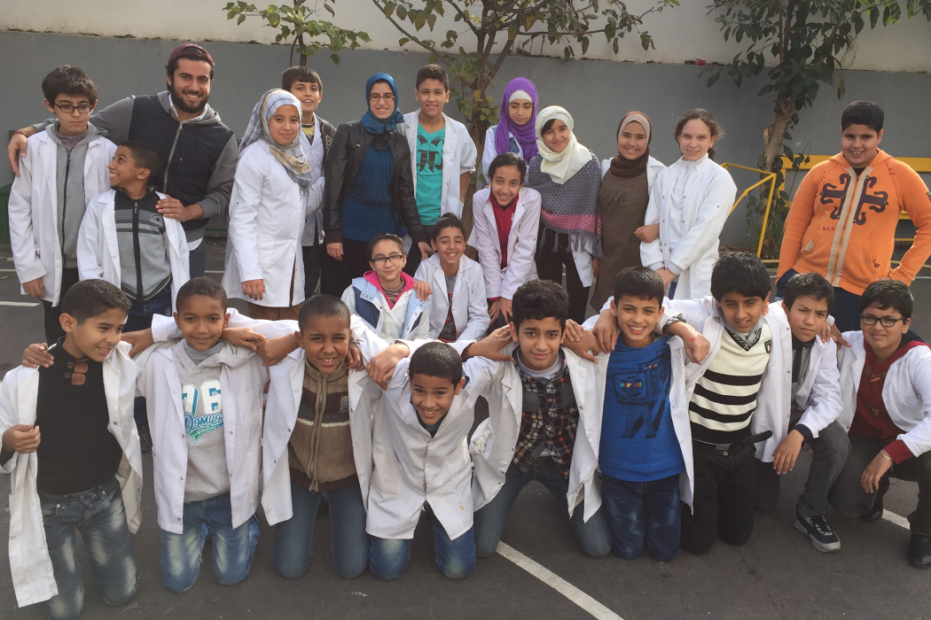 The first group of Klemm Fellows spent three weeks abroad over winter break 2015. Roswald Morales '16 (top row, third from left) was an English language assistant working with young students in Rabat, Morocco