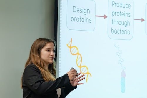 Elizabeth Bias ’26 spent the last three years working in a campus lab on the development of a vaccine for Lyme disease, the most common vector-borne disease in the U.S. Mentored by Stephanie Curley, the Mary H. '80 and Richard K. Templeton '80 Assistant Professor of Biomedical Engineering, Bias’s work sits at the intersection of biomedical engineering and public health. It involves engineering small biological particles to display pieces of Lyme disease-causing bacteria in a way that can safely train the im